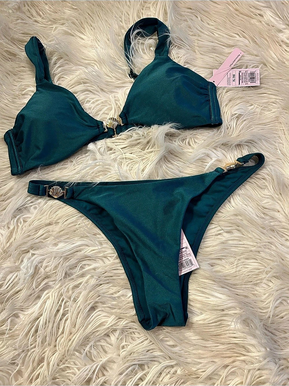 Wild Fable High Shine Center Shell Bralette Bikini Top and High Shine Side Shell